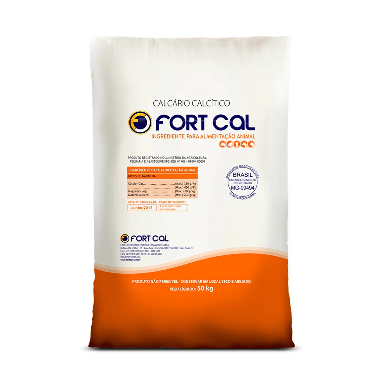 CALCÁRIO CALCÍTICO GROSSO 3MM 50KG AVICULTURA FORT CAL — imagem 1 de 1