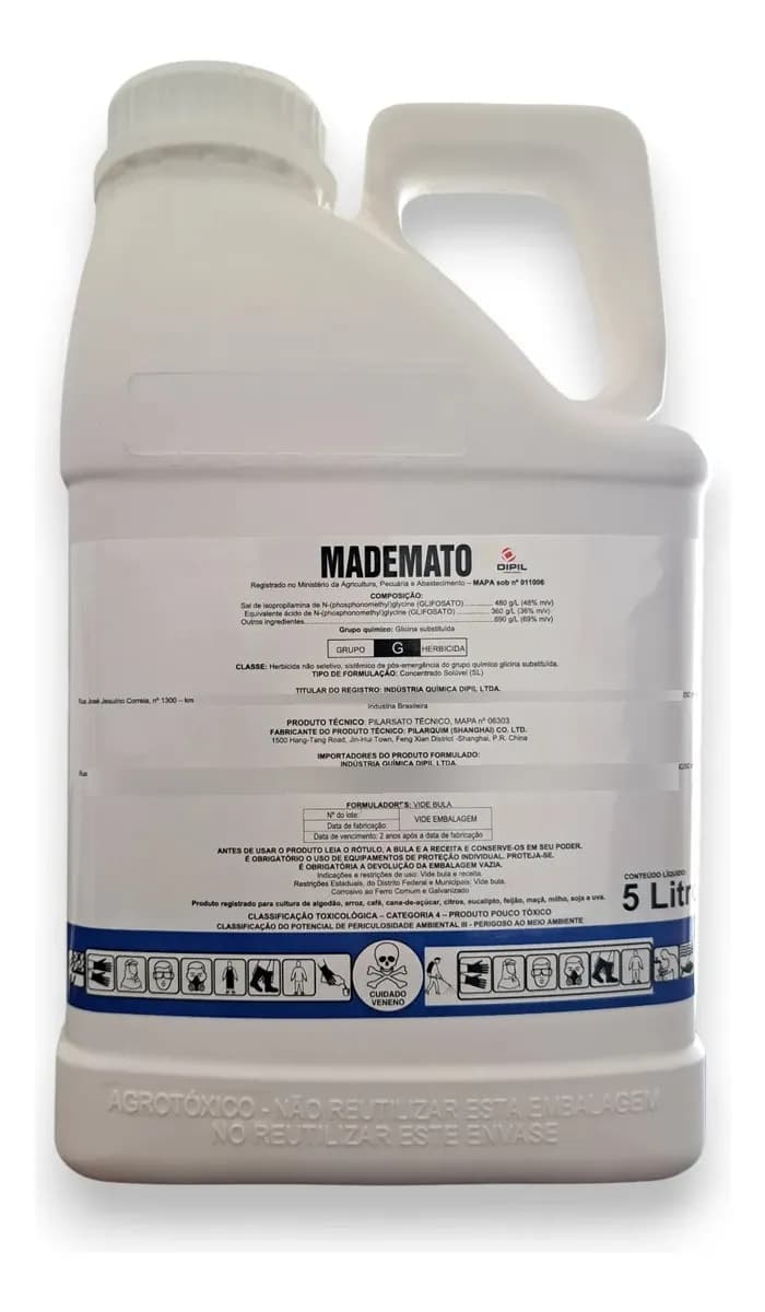 Herbicida Mata Mato Glifosato 5l Dipil — imagem 1 de 1