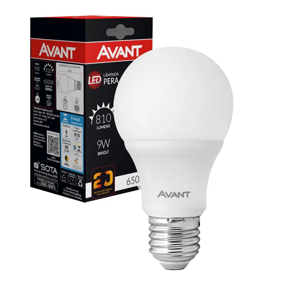 Lâmpada LED 9W Bulbo Branca 6500K Avant — imagem 1 de 1